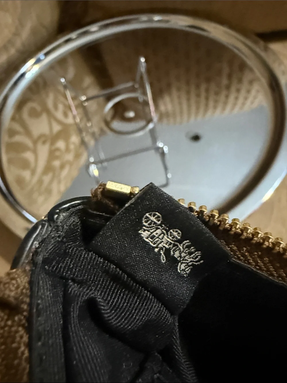 Coach Corner Zip Wristlet in Signature Canvas with Stripe preowned